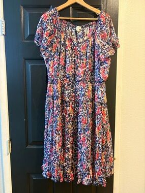 Sundance Multicolor Floral Tiered Dress in Blue and Pink